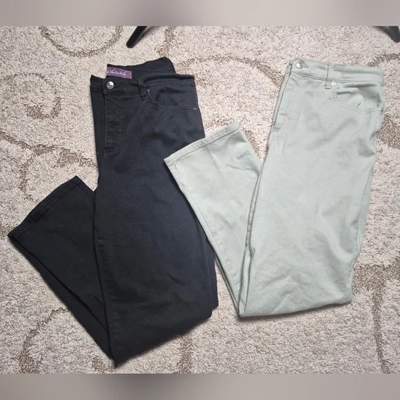 GUC Gloria Vanderbilt Sz 12 Amanda Jeans Mint Green And Black - Picture 1 of 6